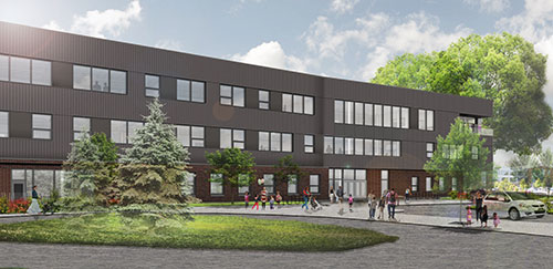 Faubion School north entrance rendering